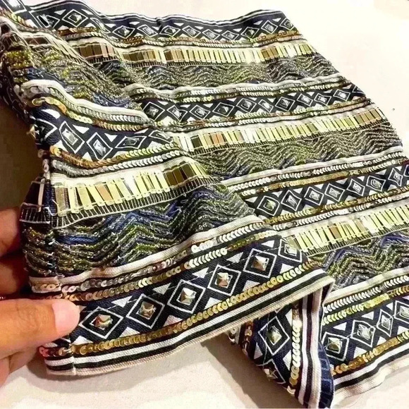 TWIK by SIMONS GOLDEN SHINNY FESTIVE MINI SKIRT  SIDE ZIPPER SIZE S - Picture 6 of 9